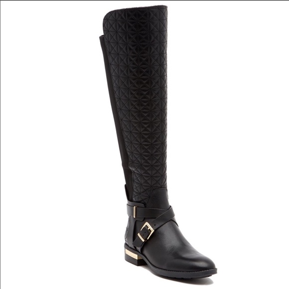 Vince Camuto Shoes - Vince Camuto Patira Black Leather Over the Knee